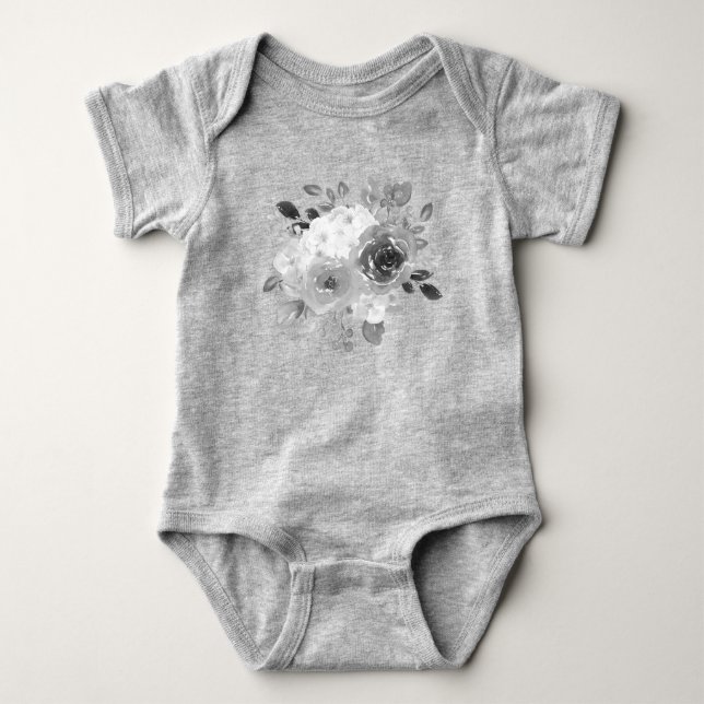 grey t-shirt baby bodysuit (Front)