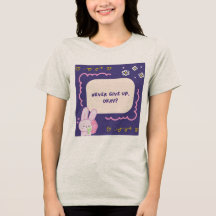 Grey T-shirt with PInk And purple illustrative Quo