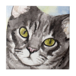 Grey Tabby Cat Art Tiles
