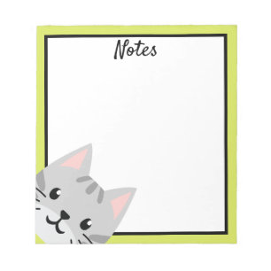 Grey Tabby Cat Blank Notepad