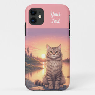 Grey Tabby Cat by Lake iPhone 11 Case