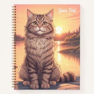 Grey Tabby Cat by Lake Notebook