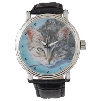 Grey Tabby Cat Fine Art Watch