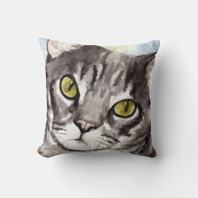 Grey Tabby Cat Gifts Cushion (Front)