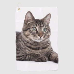 Grey Tabby Cat Golf Towel