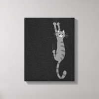 Grey Tabby Cat Hanging On | Funny Grey Striped Cat