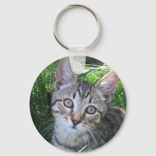Grey Tabby Cat Keychain