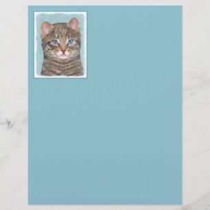 Grey Tabby Cat Painting - Cute Original Cat Art