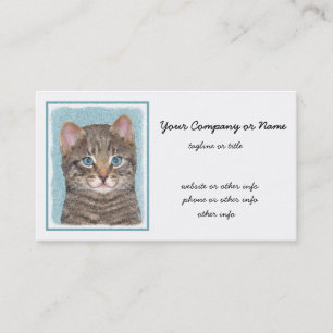 Grey Tabby Cat Painting - Cute Original Cat Art Business Card