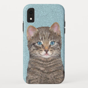 Grey Tabby Cat Painting - Cute Original Cat Art iPhone XR Case