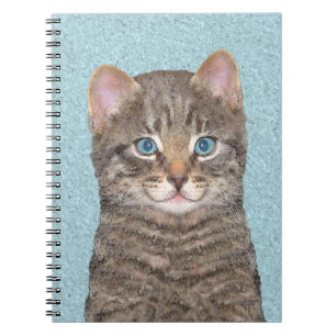 Grey Tabby Cat Painting - Cute Original Cat Art Notebook