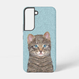 Grey Tabby Cat Painting - Cute Original Cat Art Samsung Galaxy Case