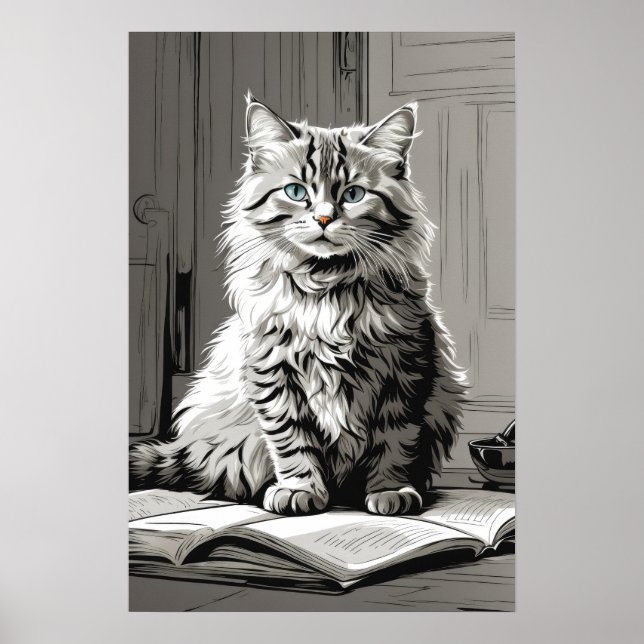 Grey Tabby Cat Poster (Front)