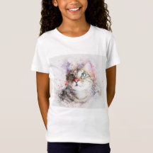 Grey Tabby Cat T-shirt Girls