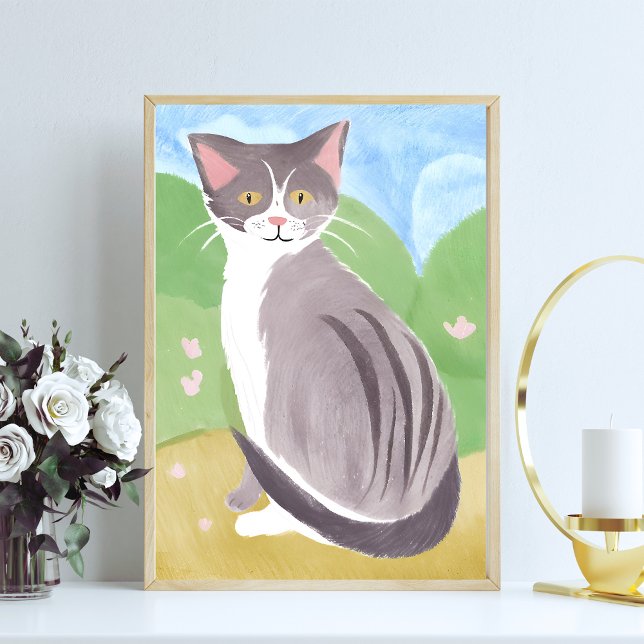 Grey Tabby Cat | Watercolor Painting Poster (Creator Uploaded)