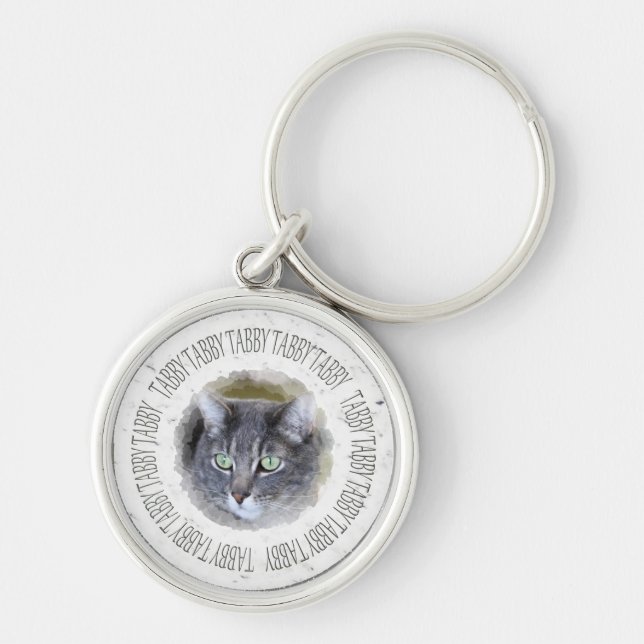 grey tabby key ring (Front)
