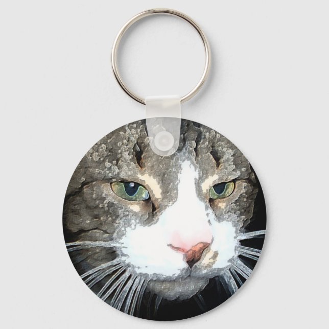 Grey Tabby keychain (Front)