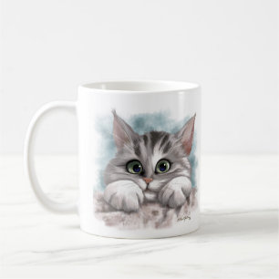 Grey Tabby Kitten Cartoon Coffee Mug