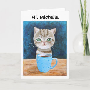 Grey Tabby Kitten Cat Funny Cute Custom Greeting Card