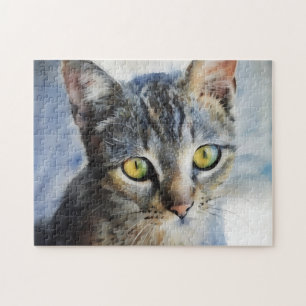 Grey Tabby Kitten Face Cat Puzzle