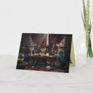 Grey Tabby Witch Halloween Card