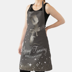 Grey Tan Spray Sparkling Gold Girly Makeup Apron