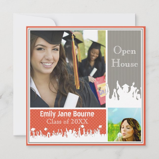 Grey Tangerine Tango Senior Picture Class of 2012 Announcement (Front)