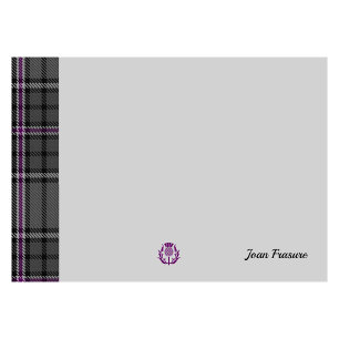 Grey Tartan & Scottish Thistle Grey Personalised Post-it Notes