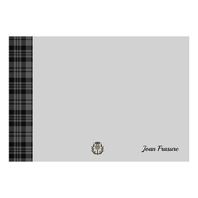 Grey Tartan & Scottish Thistle Personalised Grey Post-it Notes (Creator Uploaded)