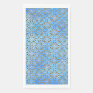 Grey, Taupe, Blue, Green Scrolled Diamond Pattern Napkin