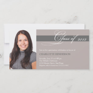 Grey taupe script class of graduation announcement