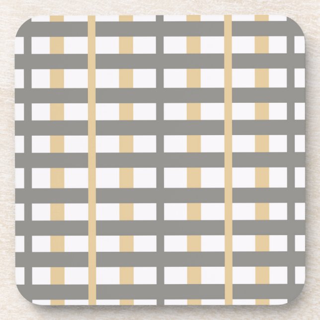 Grey Taupe Stripe Design © Cathy Thompson Art Coaster (Front)