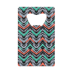 Grey, Teal, And Coral Hand Drawn Chevron Pattern
