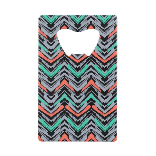 Grey, Teal, And Coral Hand Drawn Chevron Pattern (Front)
