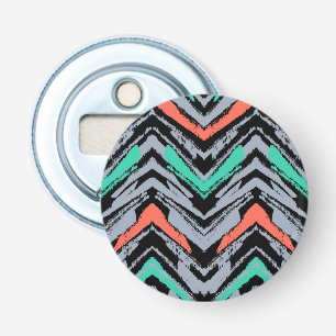 Grey, Teal, And Coral Hand Drawn Chevron Pattern Bottle Opener