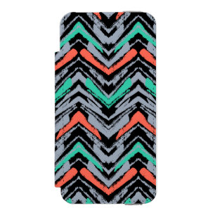 Grey, Teal, And Coral Hand Drawn Chevron Pattern Incipio Watson™ iPhone 5 Wallet Case