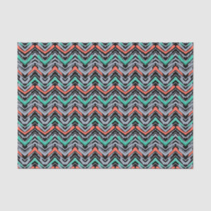 Grey, Teal, And Coral Hand Drawn Chevron Pattern Tissue Paper