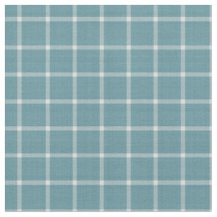 Grey Teal and White windowpane gingham  Fabric