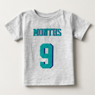 Grey & Teal Baby Sports Jersey Design T-Shirt