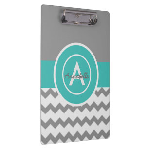 Grey Teal Chevron Clipboard