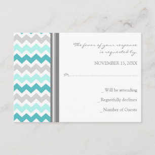 Grey Teal Chevron RSVP Wedding Card