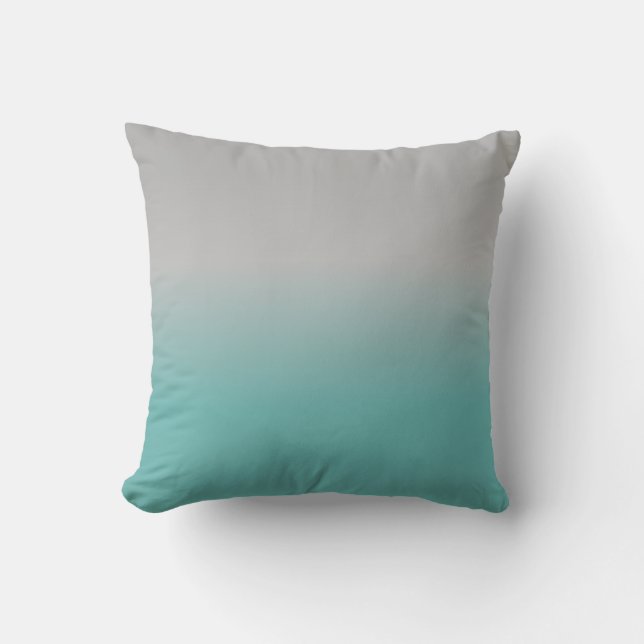Grey Teal Ombre Fading Cushion (Front)
