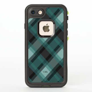 Grey & Teal Plaid Custom Initials