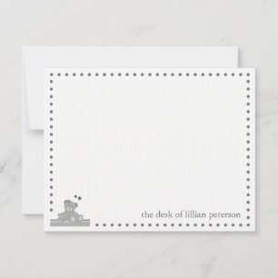 Grey Teddy Bears Personalised Note Card