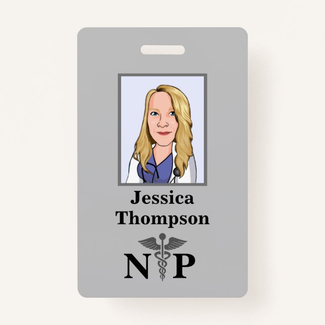 Grey Telemedicine Nurse Practitioner ID Badge (Front)