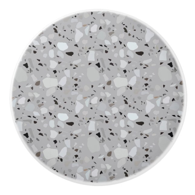 Grey Terrazzo Pattern  Ceramic Knob (Front)