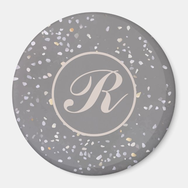 Grey Terrazzo Stone Magnet (Front)