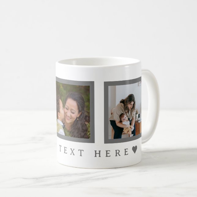 Grey Text Custom  Photo Mother's Day  Mug (Front Right)