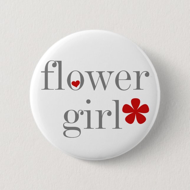 Grey Text Flower Girl 6 Cm Round Badge (Front)