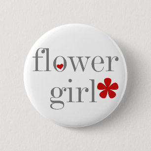 Grey Text Flower Girl 6 Cm Round Badge